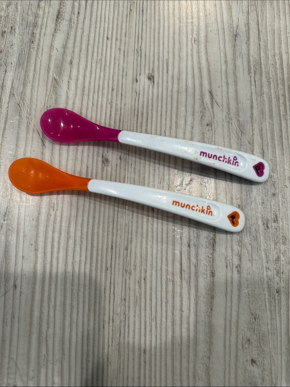Munchkin Baby Feeding Spoons in Pink & Orange - Soft-Tip Pair